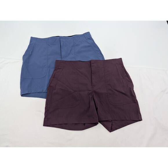 BUNDLE! Eddie Bauer Womens 4 Shorts Nylon Blue Purple Hiking Camping Fishing - Picture 1 of 10